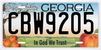 GA license plate CBW9205