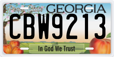 GA license plate CBW9213