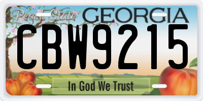 GA license plate CBW9215
