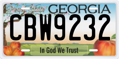 GA license plate CBW9232