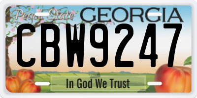GA license plate CBW9247