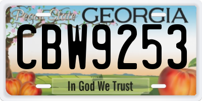 GA license plate CBW9253