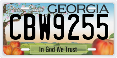 GA license plate CBW9255
