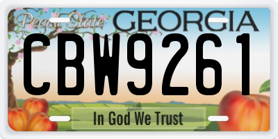 GA license plate CBW9261