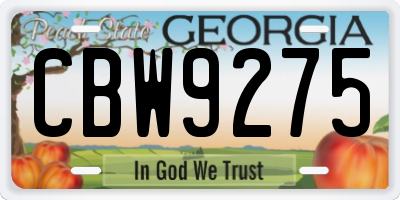 GA license plate CBW9275