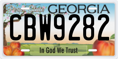 GA license plate CBW9282