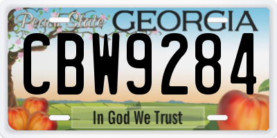 GA license plate CBW9284