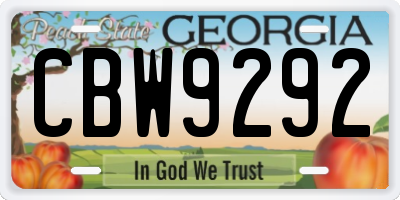 GA license plate CBW9292