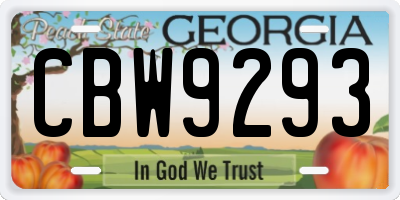 GA license plate CBW9293