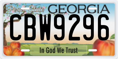 GA license plate CBW9296