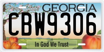 GA license plate CBW9306