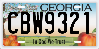 GA license plate CBW9321
