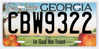 GA license plate CBW9322