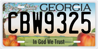 GA license plate CBW9325