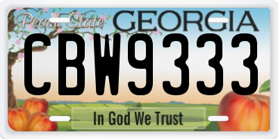 GA license plate CBW9333