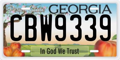 GA license plate CBW9339