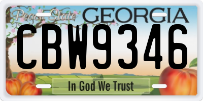 GA license plate CBW9346