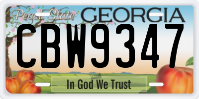 GA license plate CBW9347