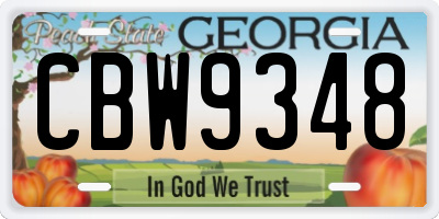 GA license plate CBW9348