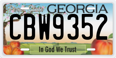 GA license plate CBW9352