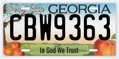 GA license plate CBW9363