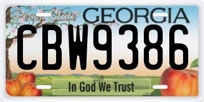 GA license plate CBW9386
