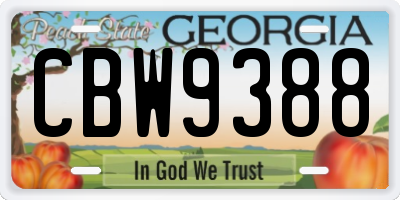 GA license plate CBW9388