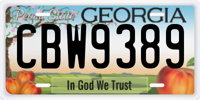 GA license plate CBW9389
