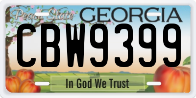 GA license plate CBW9399
