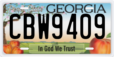 GA license plate CBW9409