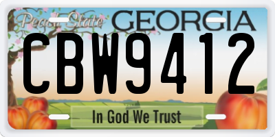 GA license plate CBW9412