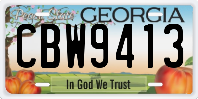 GA license plate CBW9413