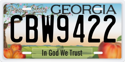 GA license plate CBW9422