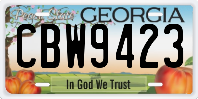 GA license plate CBW9423