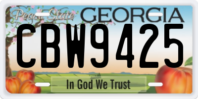 GA license plate CBW9425
