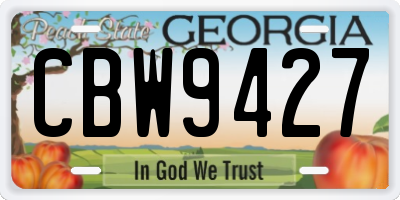 GA license plate CBW9427