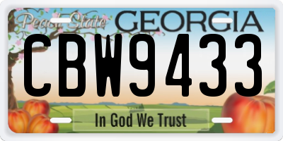 GA license plate CBW9433