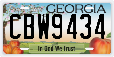 GA license plate CBW9434