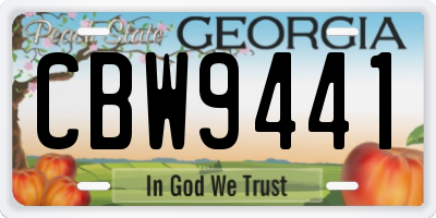 GA license plate CBW9441