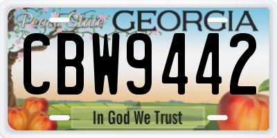 GA license plate CBW9442