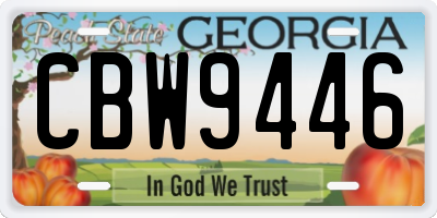 GA license plate CBW9446