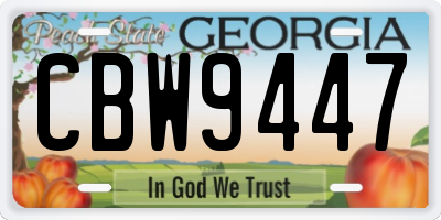 GA license plate CBW9447