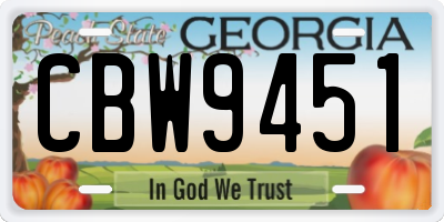 GA license plate CBW9451