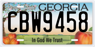 GA license plate CBW9458