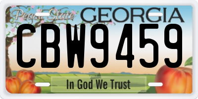 GA license plate CBW9459
