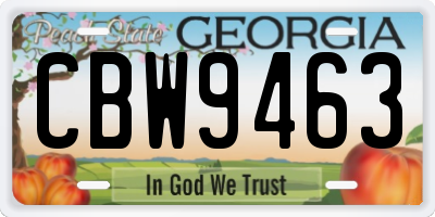 GA license plate CBW9463