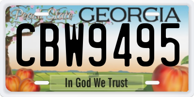 GA license plate CBW9495