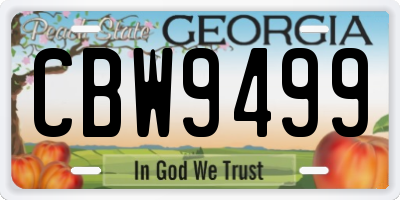 GA license plate CBW9499