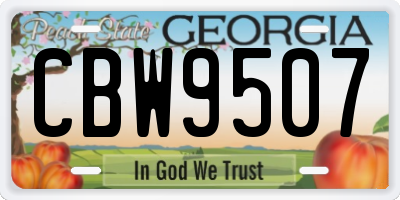 GA license plate CBW9507