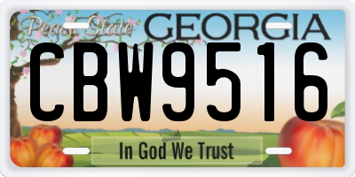 GA license plate CBW9516